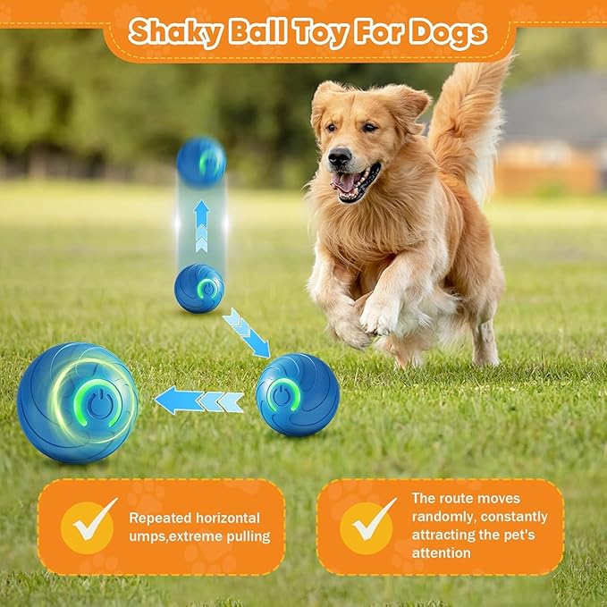 2PCS Duarspin Dog Ball, Shaky Balls Toy for Dogs, Interactive Dog BallToys, Fun Automatic MovingBall, Vibrating Ball Pet Bouncing BallToy, Duar Spin Dogs Balls That Moves on Its Own (Blue+Orange)
