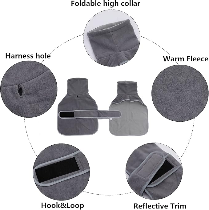 Geyecete Dachshund Sweaters for Dogs Dog Jacket,Dachshund Coat Perfect Dog Winter Coat with Padded Fleece Lining and high Collar,Dog Snowsuit with Adjustable Bands Sizes-Gray-S
