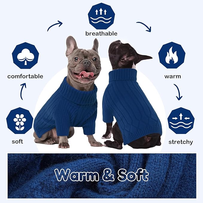 XXL Dog Sweaters for Extra Large Dogs, Warm Winter Fall Dog Sweaters for Dog Girls Boys, Turtleneck Dog Knitwear, Doggie Christmas Sweater,Pet Sweatshirt Clothes Outfit Knit Labrador (Blue XXL)