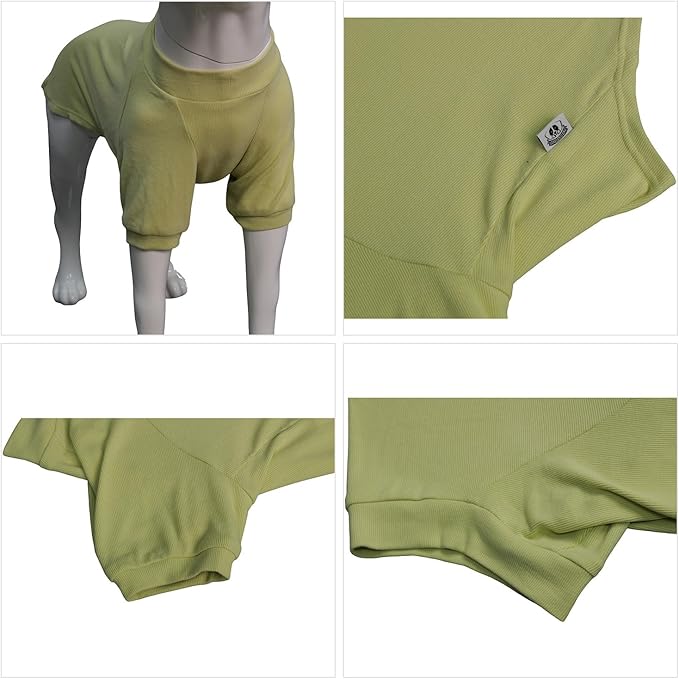 Lovelonglong Ribbed Dog T-Shirt Cotton Knitted Dog Sweaters for All Season Pet T-Shirts for Large Medium Small Dogs Chartreuse XS