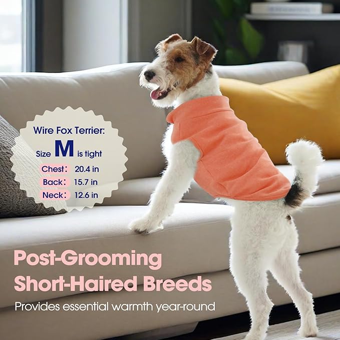 FUAMEY Dog Fleece Vest for Large Dogs,Warm Stretchy Dog Sweatshirts Pullover with Leash Hole Dogs Sweater Soft Pet Turtleneck Cozy Pet Vest Lightweight Sleeveless Orange XL