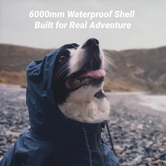 Dog Raincoat with Hood for Medium and Large Dogs - Heavy Rain Resistant Rain Coat for Dogs with 6000mmH2O Waterproof Rating | Lightweight and Adjustable Waterproof Dog Coat | 55 (M)