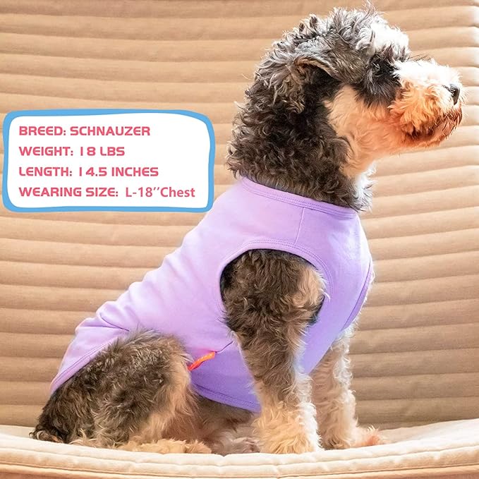KYEESE 2Pack Dog Shirts Small Tee Soft for Small Dogs Striped T Shirt Lightweight Sleeveless Vest Cotton Tank Top Clothes, Large,Purple+Orange Striped
