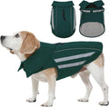 IECOii Dog Winter Coat - Waterproof & Windproof & Reflective Coats, Adjustable & Fleece Lined Snow Jacket for Pitbull Outdoor Adventures, Green, Sizes XL