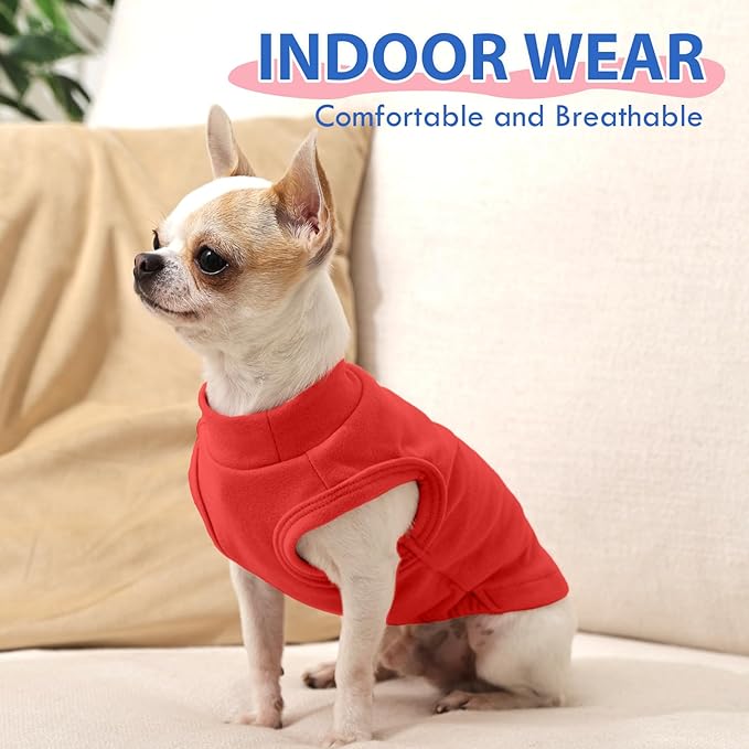 Fleece Vest Sweater for Small Dogs - Red, S - Stretchable Shirt | Soft Lightweight Sweatershirt,Fall Winter Jackets Keep Warm,Pullover Design,Home Pet Clothing,Shih Tzu