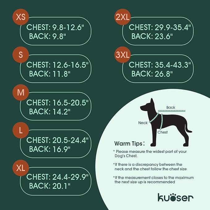 Kuoser Dog Jacket, Dog Coats for Large Dogs Winter Waterproof, Doggie Vest with Leash Hole, Canine Cold Weather Coats Doggie Snow Jacket for Labrador Beagle, Blue XL
