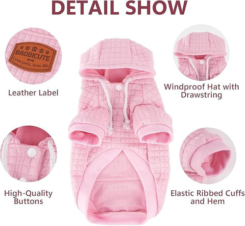 2 Pack Dog Hoodie Sweaters for Small Medium Dogs Warm Dog Clothes for Large Dogs Soft Waffle-Like Laminated Sweatshirt Bulldog (Pink, 3XL (Back: 29.5",Chest: 36.5", Neck: 27"))