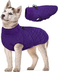 Kuoser Small Dog Jacket | Fleece-Lined Cold Weather Gear for Yorkies Chihuahua | Reflective Edges Guard Mini Breeds on Night Walks, Quick-Dry Fabric, Purple S