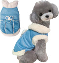 Jecikelon Bowtie Dog Cold Weather Coat Fleece Lining Warm Pet Puppy Turtleneck Dogs Winter Clothes for Small Dogs with D-Ring (Blue, X-Large)