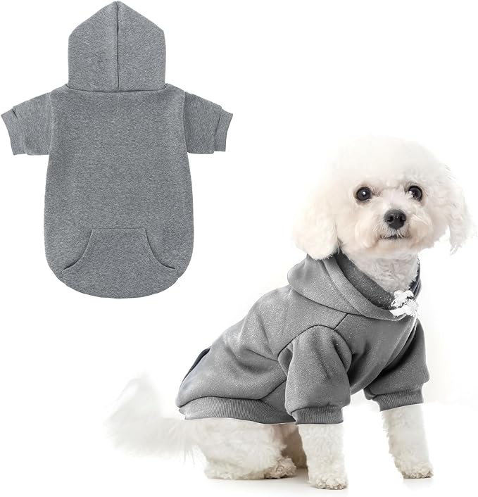SCENEREAL Dog Hoodie Sweaters for Small Medium Large Size Dogs, Fleece Pet Sweatshirt with Hat and Pocket,Soft Cold Winter All Weather Puppy Clothes for S to XL Sized Dogs,Grey (S)