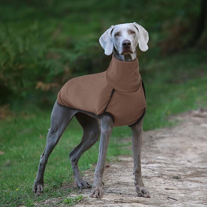 ROZKITCH Thick Dog Sweatshirts for Large Dogs, Pet Windproof Warm Cold Weather Jacket Vest Cozy Jumpsuit Apparel Outfit Clothes for Walking Hiking Travel Sleep Brown 3XL