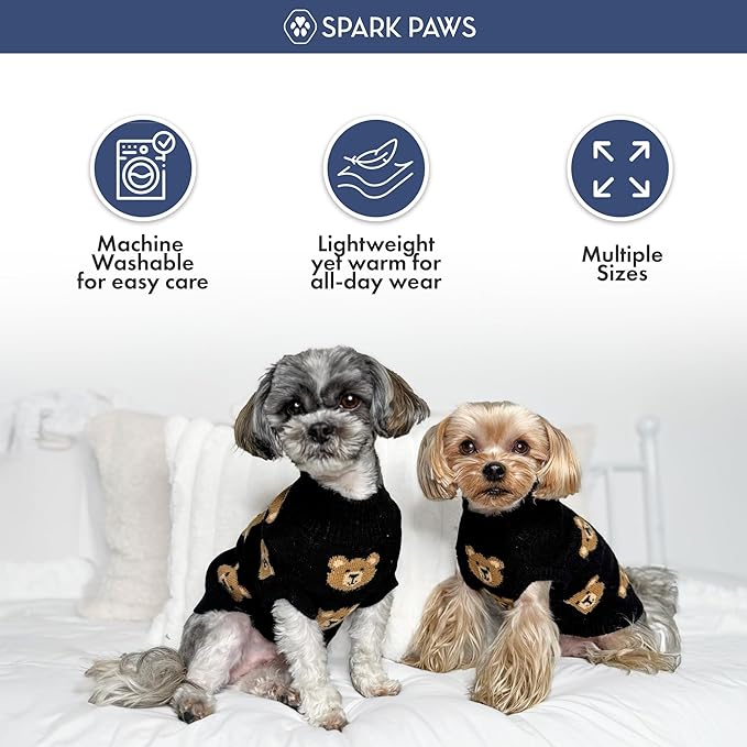 Spark Paws Knit Dog Sweater – Ultra Soft Warm Winter Dog Sweater for Small, Medium & Large Dogs – Stretch Fit Pet Sweater for French Bulldog, Pitbull, Girl & Boy Dogs Jacket, (Broken Teddy, 2XL)