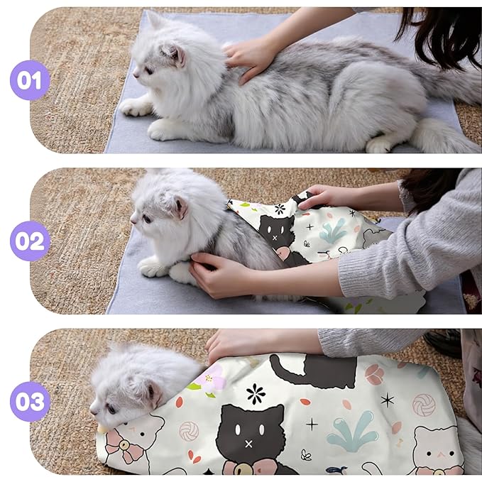 27.6"Cat Grooming Wrap (for nail trimming and veterinary care) - Large-Scale Anti-Escape Cat Containment Device- Multifunctional pet grooming essential, (C2 Suitable for 15 lbs)