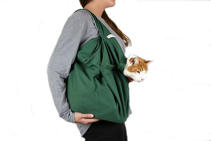 Cat-in-the-Bag Cozy Comfort Carrier - Large Green Pet Carrier and Cat Carrier Soft for Cutting Nails, Vet Visits, Medication Administration, Dental Care, & Travel