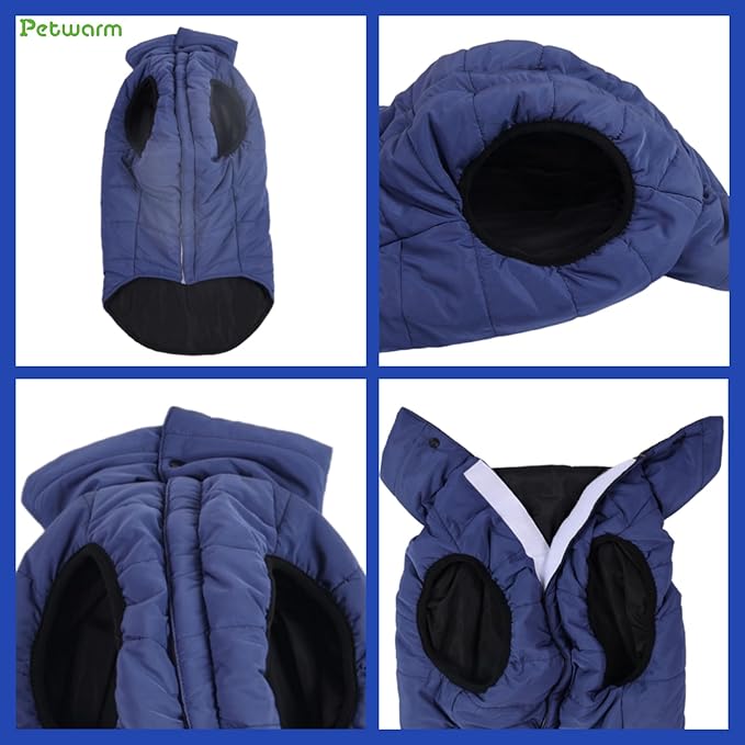 PetWarm Reversible Dog Cold Weather Coats, Waterproof Dog Puffer Vest, Vest for Dogs with Hook-and-Loop Strap, Windproof Outdoor Coat for Winter Walks and Snowy Days, Blue, XS
