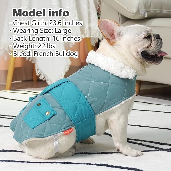 KYEESE Dog Coat Warm Pet Winter Puffer Coat with Leash Hole Thick Cat Clothes with Pocket Soft Pet Sweater for Cold Weather Waterproof Dogs Jacket with Fleece Lined Windproof Dog Coats for Small Dogs
