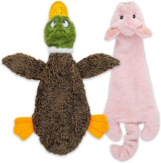Best Pet Supplies Squeaky Dog Toys with Soft Durable Fabric for Small, Medium and Large Pets Interactive Toy for Indoor Play, Supports Active Biting and Play - 1Wild Duck, Pig, Medium