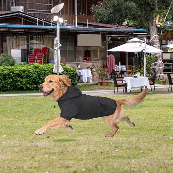 Basic Dog Hoodie Sweatshirts, Pet Clothes Hoodies Sweater with Hat and Leash Hole, Soft Cotton Outfit Coat for Large Medium Small Dogs, Dark Grey (Medium)