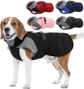 Nanaki Warm Fleece Lined Dog Coats Vests for Winter Waterproof, Furry Collar Dog Jacket with Leash Hole, Reflective Pet Snow Jacket Suit for Outdoor Walking Hunting,Easy On Puppy Coat Beagle, Black L