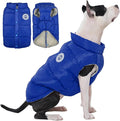Kuoser Dog Coat Warm Dog Puffer Jacket, Windproof Dogs Padded Vest Lightweight Cold Weather Coats Pet Snowsuit Soft Puppy Winter Clothes for Medium Large Dogs, Button Design, Easy On/Off, Blue L