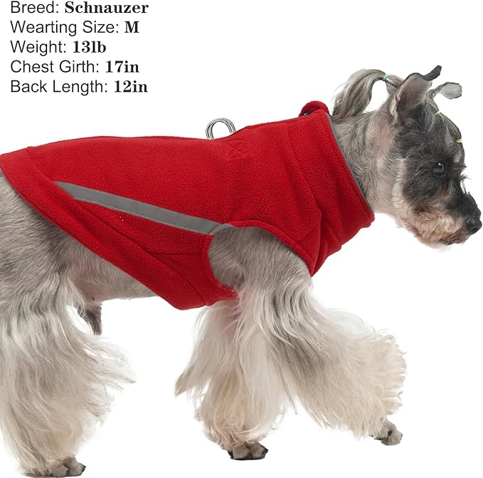 EXPAWLORER Dog Fleece Vest Jacket Sweater for Small Medium Large Dogs, Cold Weather Winter Coat Hoodie with Leash D-Ring and Zipper, Reflective Warm Sleeveless Puppy Clothes for S M L Boys Girls Cats