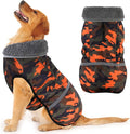 Dogcheer Warm Dog Coat, Waterproof Dog Jacket Christmas Puppy Winter Coat with Buckle, Reflective Adjustable Pet Snow Jacket Turtleneck Fleece Sweater for Small Medium Large Dogs - Orange Camo, M