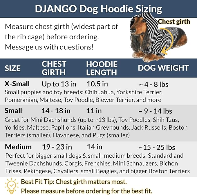 DJANGO Dog Hoodie – Warm, Lightweight, Soft & Stretchy Dog Sweater with Hood, Harness Hole & Elastic Waistband – Cozy Sweatshirt for Small Dogs up to 25 lbs, Dachshunds & Puppies – Boysenberry, Small