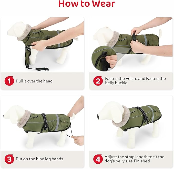 Dog Coat, Warm Dog Winter Coat Reflective Jacket Waterproof Fleece Vest, Pet Jacket Cozy for Cold Weather, Dogs Snowsuit Windproof, Adjustable Buckle for Medium Dogs