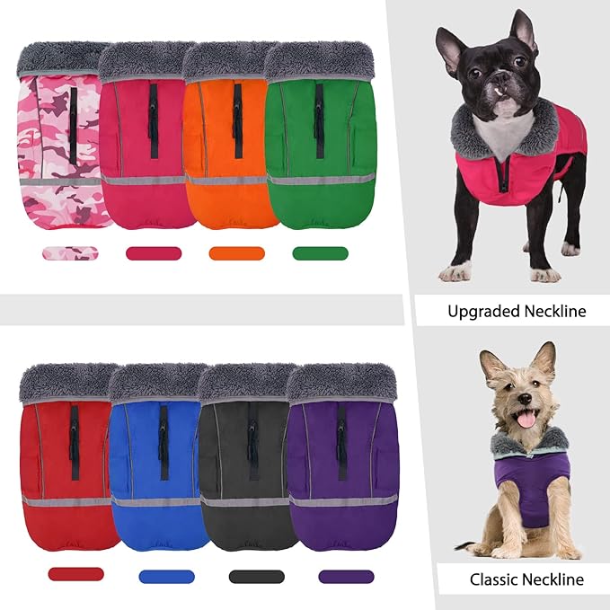 QBLEEV Warm Dog Coat Reflective Dog Jacket, Waterproof Dog Winter Coat Turtleneck Dog Clothes for Cold Weather, Thick Fleece Dog Snowsuit Christmas Dog Vest Pet Apparel for Small Medium Large Dogs 3XL