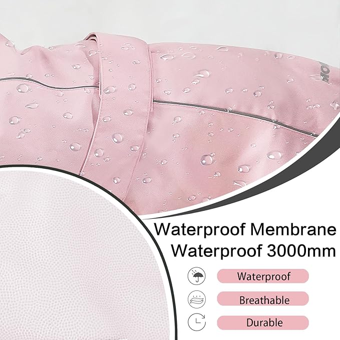 Waterproof Dog Raincoat, Adjustable Lightweight Dog Rain Jacket with Reflective Strip Leash Hole for Small Medium Large Dogs (Pink, Medium(13-22lb))
