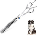 ULG Professional Dog Grooming Scissors 7.5” Straight Chunker Shear 65%-75% Thinning Rate 440C Japanese Stainless Steel Tension Adjustable Left & Right Handed Pet Grooming Shears