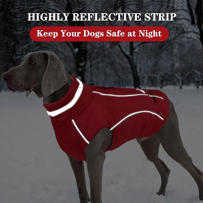 Doglay Dog Winter Coat, Waterproof Dog Jacket with Pocket, Reflective Turtleneck Pet Winter Jackets, Warm Puppy Snow Jacket for Small Medium Large Dogs