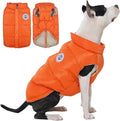 Kuoser Dog Coat Warm Dog Puffer Jacket, Windproof Dogs Padded Vest Lightweight Cold Weather Coats Pet Snowsuit Soft Puppy Winter Clothes for Medium Large Dogs, Button Design, Easy On/Off, Orange L