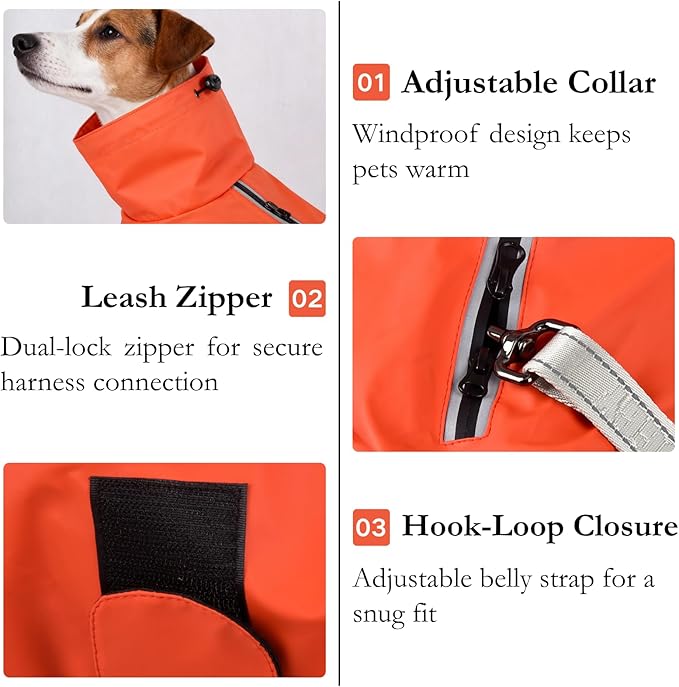 Dog Water-Repellent Raincoat Jacket, Lightweight Reflective Waterproof Clothes for Small Medium Large Dogs, Outdoor for Fall & Spring (Yellow, 3XL)