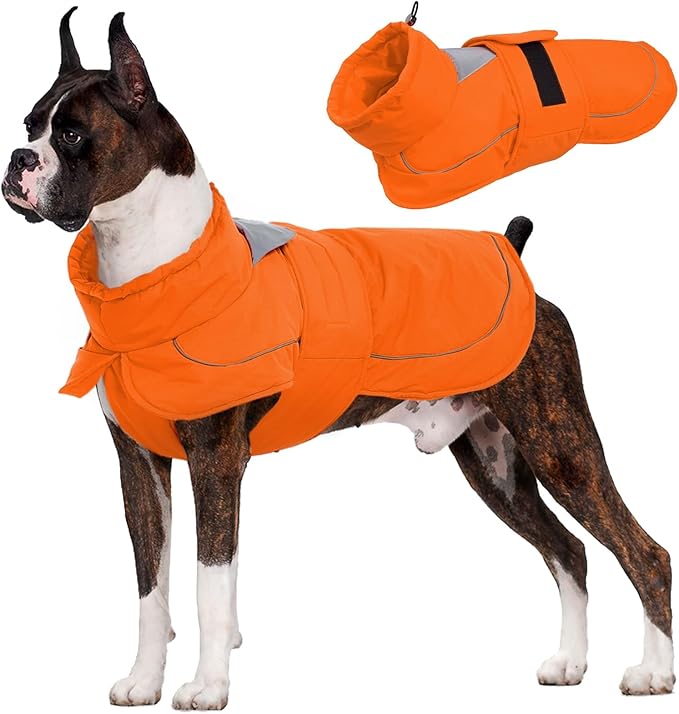 Kuoser Dog Jacket, Dog Coats for Medium Dogs, Warm Pet Winter Coat Jacket, Adjustable Fleece Pet Puffer Vest, Windproof Waterproof Doggie Raincoat Snowsuit Outfits with Reflective Strips