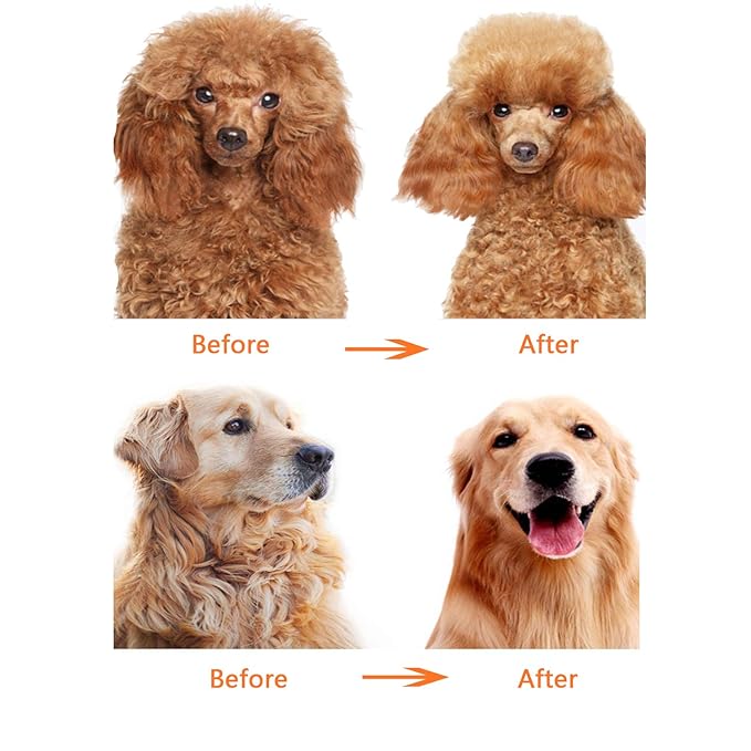 Long Hair Dog or Cat Comb Grooming with Short and Long Teeth Dematting Knots Tangles Remover Combs Detangler Tool Suitable for Dogs Cats Poodle HorseStainless Steel Pin