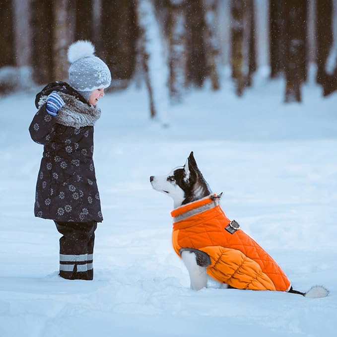 Lelepet Warm Dog Winter Coat Cold Weather Jacket Windproof Reflective Turtleneck Vest with Plush Neckline D-Ring for Leash Thick Fleece Lining Jacket Pet Apparel for Small Medium Large Dogs,xx-large
