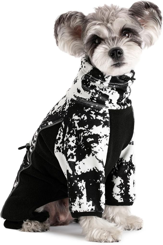 Fleece Dog Coat for Small Medium Dog,Pullover Pajamas Jumpsuit Bodysuit Puppy Coats with Legs, Pet Windproof Warm Cold Weather Jacket Full Body Vest Cozy Snowsuit Outfit Clothes (White, S)