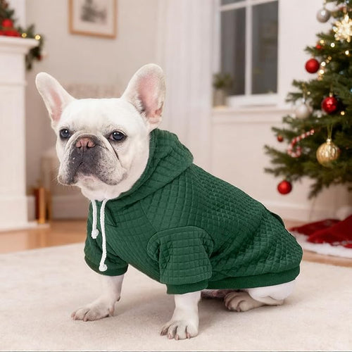 2 Pack Dog Hoodie Sweaters for Small Medium Dogs Warm Dog Clothes for Large Dogs Soft Waffle-Like Laminated Sweatshirt Bulldog (Dark Green+Wine Red, XL (Back: 23.5",Chest: 32.5", Neck: 21"))