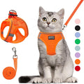 Cat Harness and Leash Set, Soft and Breathable Vest with Reflective Strip, Escape Proof Kitten Harness, Easy to Wear for Cats Walking and Traveling (Orange, M)