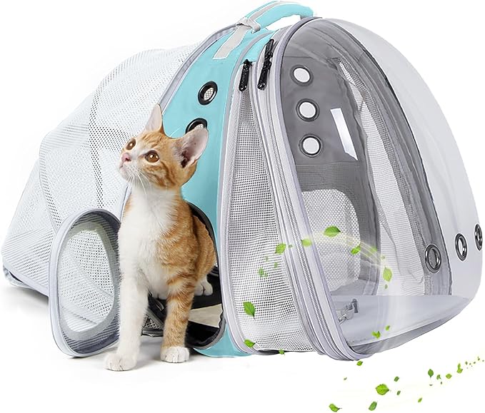halinfer Dual Expandable Cat Backpack Carrier, Fit up to 20 lbs, Expandable Pet Carrier Backpack for Large Fat Cat and Small Puppy