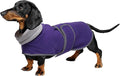 Geyecete Dachshund Sweaters for Dogs Jacket,Dachshund Coat Perfect Dog Winter Coat with Padded Fleece Lining,high Collar,Dog Snowsuit-Purple-L