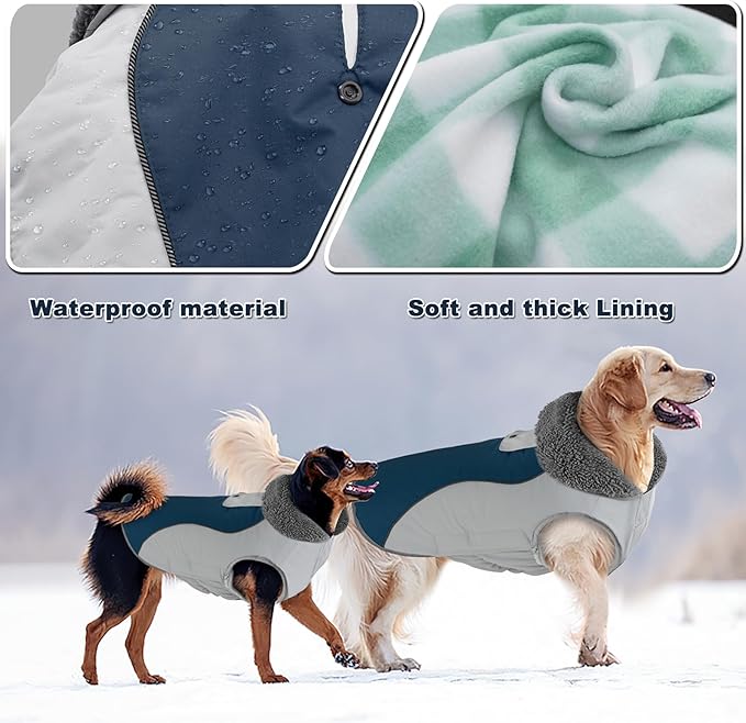 Doglay Dog Coat Waterproof Warm Dog Winter Jacket,Christmas Reflective Fleece Puppy Winter Coat with Harness Hole, Adjustable Snow Jacket for Small Medium Large Dogs
