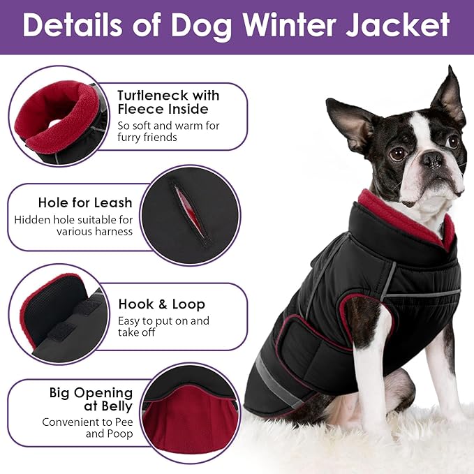 SUNFURA Large Dog Coat, Dog Jacket for Winter, Warm Pet Winter Coat for Cold Weather, Thick Fleece Jacket for Large Dogs, Pug, French Bulldog, Pitbull, Black X-Large