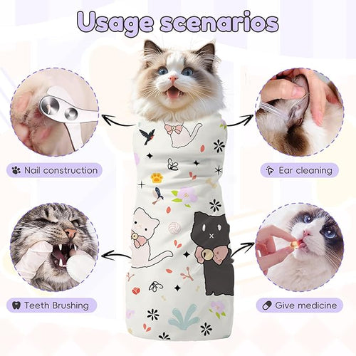 27.6"Cat Grooming Wrap (for nail trimming and veterinary care) - Large-Scale Anti-Escape Cat Containment Device- Multifunctional pet grooming essential, (C2 Suitable for 15 lbs)