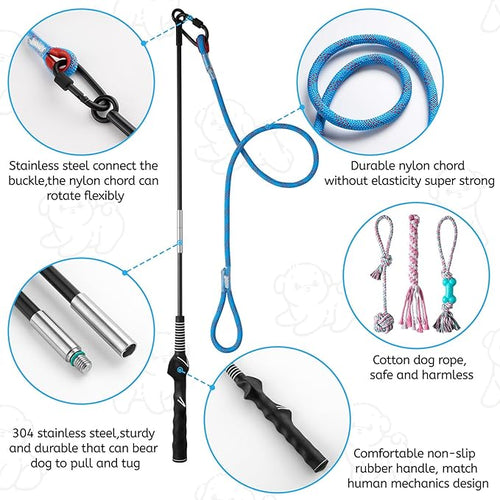 Aitmexcn Flirt Pole for Dogs Chase and Tug of War, Interactive Dog Toys for Large Medium Small Dogs, Dog Enrichment Toys with Rope Chewing Toys for Outdoor Training Playing Exercise