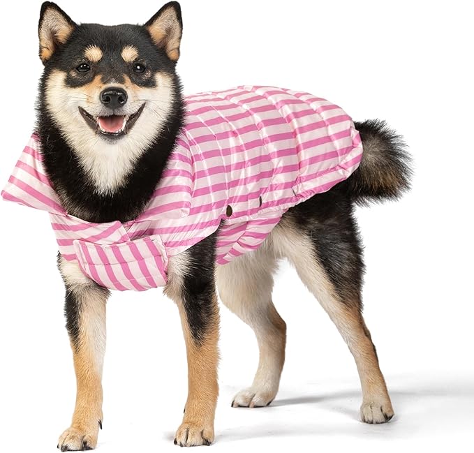 SPACE LION Dog Puffer Jacket, Down Winter Coat, Durable Outdoor Coat for Cold and Windy Conditions, Waterproof, Lightweight Jacket, Adjustable Fit for Small, Medium, Large Dogs(Pink,10/S)