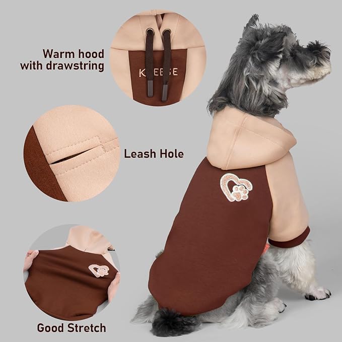 KYEESE Dog Hoodie Stretchy Pets Sweater with Leash Hole Pet Clothes with Drawstring Pets Coat for Cold Weather Warm Dog Clothes for Large Dogs Soft Pet Sweatshirt Comfort Dogs Winter Coat