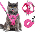 Escape Proof Cat Harness and Leash Set for All Types of Cats - Adjustable Reflective Soft Mesh Vest with 4 Buckles, Breathable Walking Harness for Kittens to XL Cats