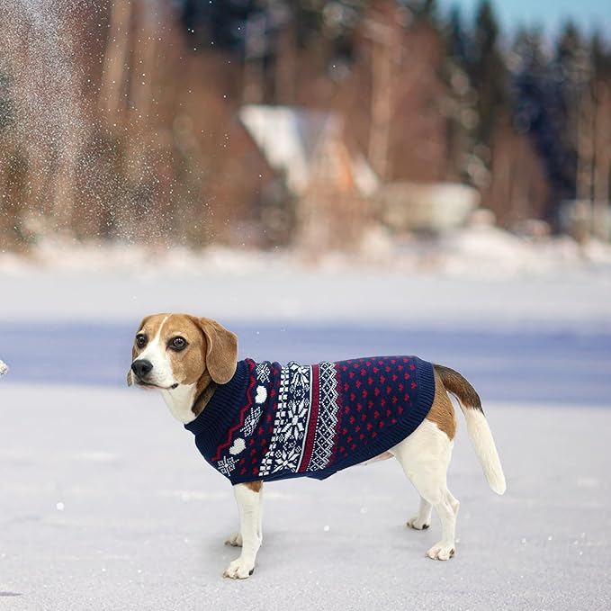 SCENEREAL Dog Sweaters for Large Medium Small Dogs, Soft, Warm Turtleneck Puppy Clothes Sweatshirt, Knitted Ugly Dog Christmas Outfits, Argyle Xmas Pet Cold Weather Coat for Girls Boys